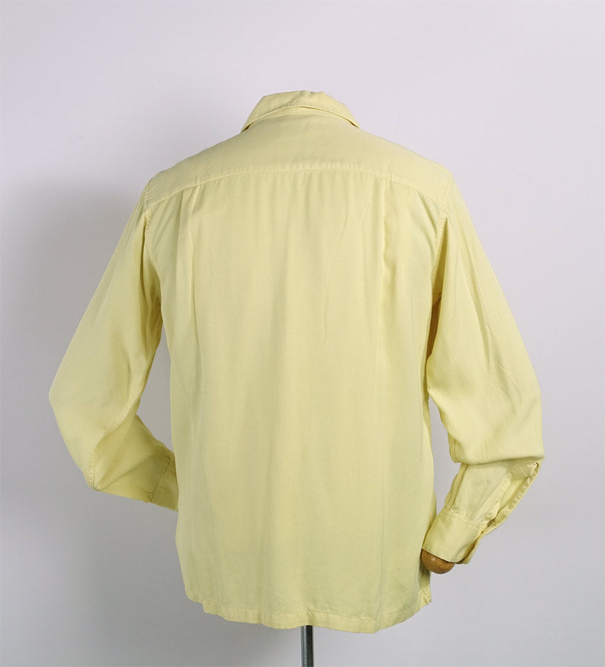 Vintage 50s Mens Rayon Gab Shirt Yellow VFG Small to Medium Gabanaro