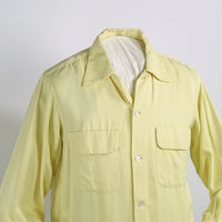 Vintage 50s Mens Rayon Gab Shirt Yellow VFG Small to Medium Gabanaro