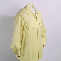 Vintage 50s Mens Rayon Gab Shirt Yellow VFG Small to Medium Gabanaro