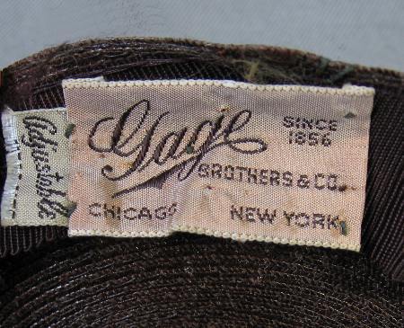 vintage 1940s Gage hat label