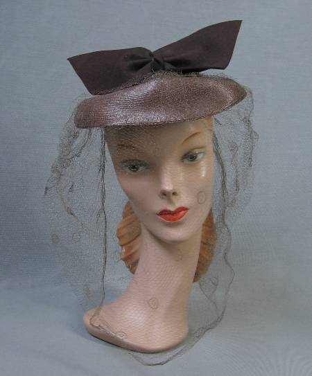 veiled 40s doll hat with wing bow