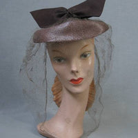 veiled 40s doll hat with wing bow