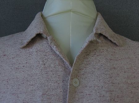 close up view of collar and fabric, 50s heathered silk shirt