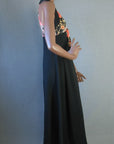 side view, 70s halter style maxy dress