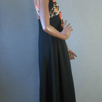 side view, 70s halter style maxy dress