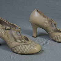 20s Flapper Shoes Vintage Heels Spectator T-Strap Women's VFG Basket Weave 6