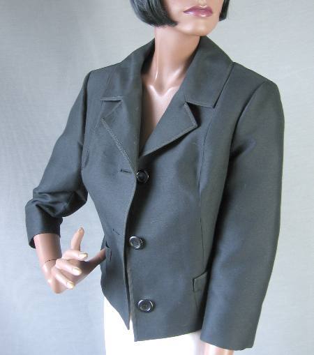 60s black Chanel style suit jacket, open
