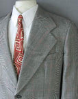 closer view, lapels of 60s 70s glen plaid suit jacket blazer