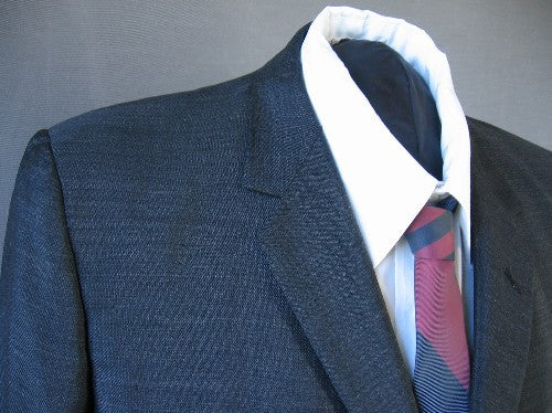 close up, lapels of 60s coal gray suit jacket