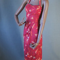 vintage 1950s Hawaiian sarong dress with covertible strap