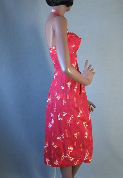 side view, 1950s Hawaiian sarong dress