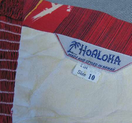 vintage 1950s Hoaloha sarong dress label