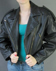 Hoban North Beach Leather motorcycle jacket, open