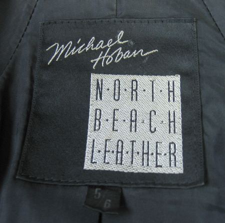 80s moto jacket label, Michael Hoban North Beach Leather