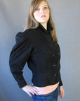 1980s North Beach Leather military style jacket with puffed sleeves