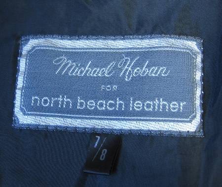 80s suede cropped jacket label, Michael Hoban for North Beach Leather