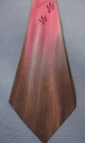 1940s vintage hand painted pink to brown ombre necktie