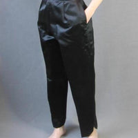 60s black satin high waisted Asian lounging pants