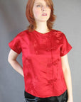 1960s vintage red brocade Asian Qipao pajama top