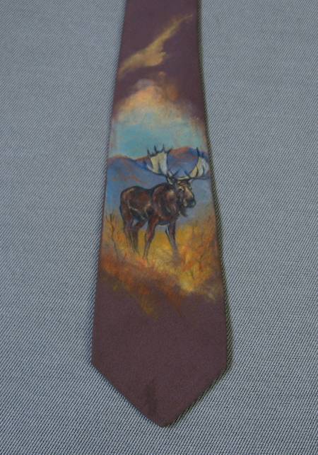 50s thin necktie, moose in nature