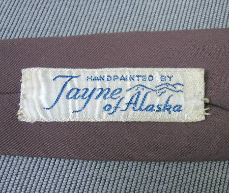 50s skinny necktie label, Handpainted by Jayne of Alaska