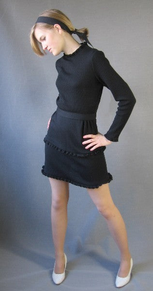 another view, 70s belted sheath littel black dress LBD