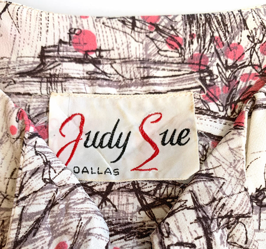 50s 60s vintage dress label, Judy Sue Dallas