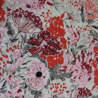close up, floral print circle skirt 50s vintage with pompom