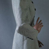 side view, 80s houndstooth jacket with deep peplum