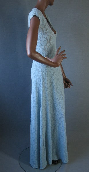 side view, Kloss stretchy lace pale aqua night gown