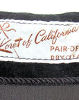 50s Rockabilly Strapless Bustier Vintage Pinup Top Black Velvet Jewel Trim Koret California VFG