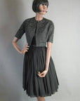 1950s vintage full skirt party dress with cropped jacket 