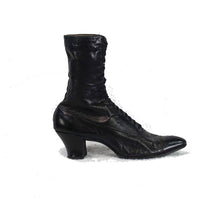 Edwardian Black Leather Women's Boots Vintage Shoes Laird Schober VFG Antique