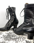 Edwardian Black Leather Women's Boots Vintage Shoes Laird Schober VFG Antique