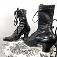 Edwardian Black Leather Women's Boots Vintage Shoes Laird Schober VFG Antique