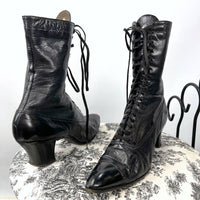 Edwardian Black Leather Women's Boots Vintage Shoes Laird Schober VFG Antique