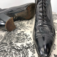 Edwardian Black Leather Women's Boots Vintage Shoes Laird Schober VFG Antique