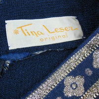 Tina Leser vintage shirt label 1960s with close up of lurex braind trim