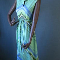 1970s summer stripes chevron maxi dress