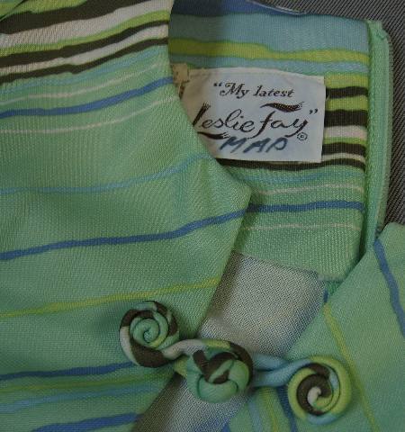 70s chevron stripe dress label, My latest Leslie Fay