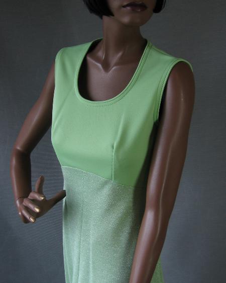 empire waist bodice, green sleeveless maxi dress