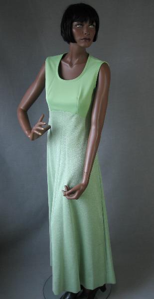 70s vintage mint green empire waist sleeveless maxidress