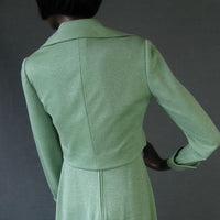 back view, mint green lurex cropped jacket