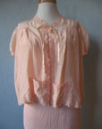 another view, 30s 40s peach pink silk top for matching rayon nightgown