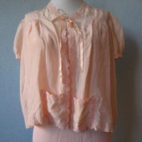 another view, 30s 40s peach pink silk top for matching rayon nightgown