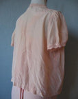 back view, peach pink silk bedjacket top