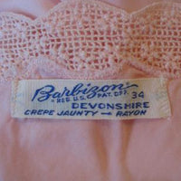 30s 40s nightgown label, Barbizon Devonshire crepe jaunty rayon