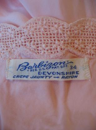 30s 40s nightgown label, Barbizon Devonshire crepe jaunty rayon