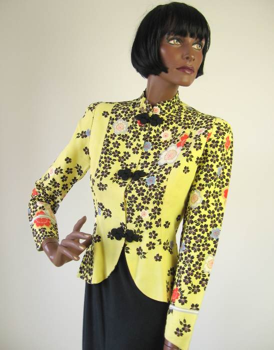 40s yellow and black jacket Asian influenced 