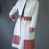 60s Mod Women's Dress & Coat Vintage Nehru Collar Paisley Trim Small to Medium VFG